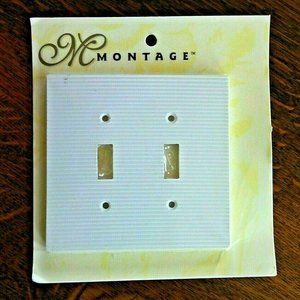 Decorative Double Toggle Wall Switch Plate Covers White Ripple Effect Light Fan
